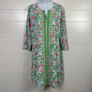 Lilly Pulitzer Chilly Lilly UPF 50+ Nadine Dress Green Pink Just Wing It sz XL